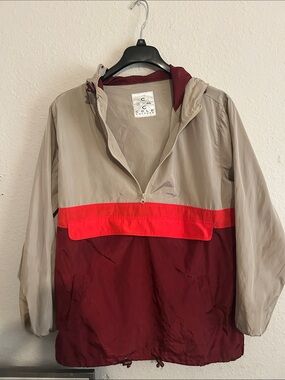 C.C. Cold Culture Men's Lightweight Anorak Jacket - Beige, Maroon & Red